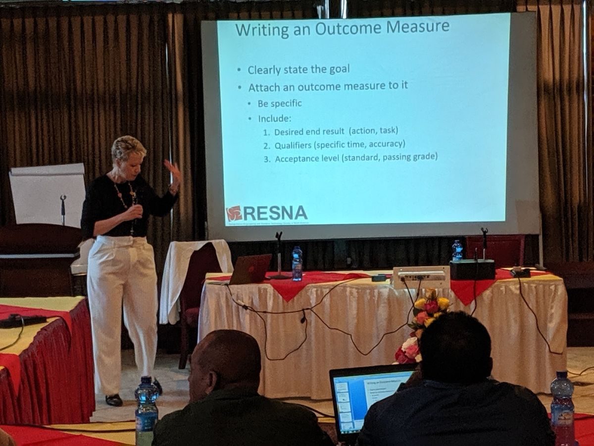 Alisa Brownlee explains how to write an outcome measure during the Fundamentals Course in Ethiopia. Alisa Brownlee explains how to write an outcome measure during the Fundamentals Course in Ethiopia.