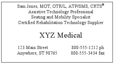 ATP/SMS disclosure guidelines image of business card