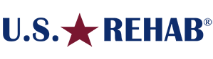 US REHAB logo with a red star in between blue text of "US" and "REHAB" US REHAB logo with a red star in between blue text of "US" and "REHAB"