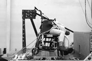 Figure Two shows the post-test side view photos of the dummy and wheelchair&rsquo;s final position after each of the three tests.  In all tests the wheelchair is upright and similar to the pre-test photos.  In all the photos the ATD is leaning to its left with a torso angle of approximately 45 degrees for test A, 100 degrees for test B, and 15 degrees for test C. 