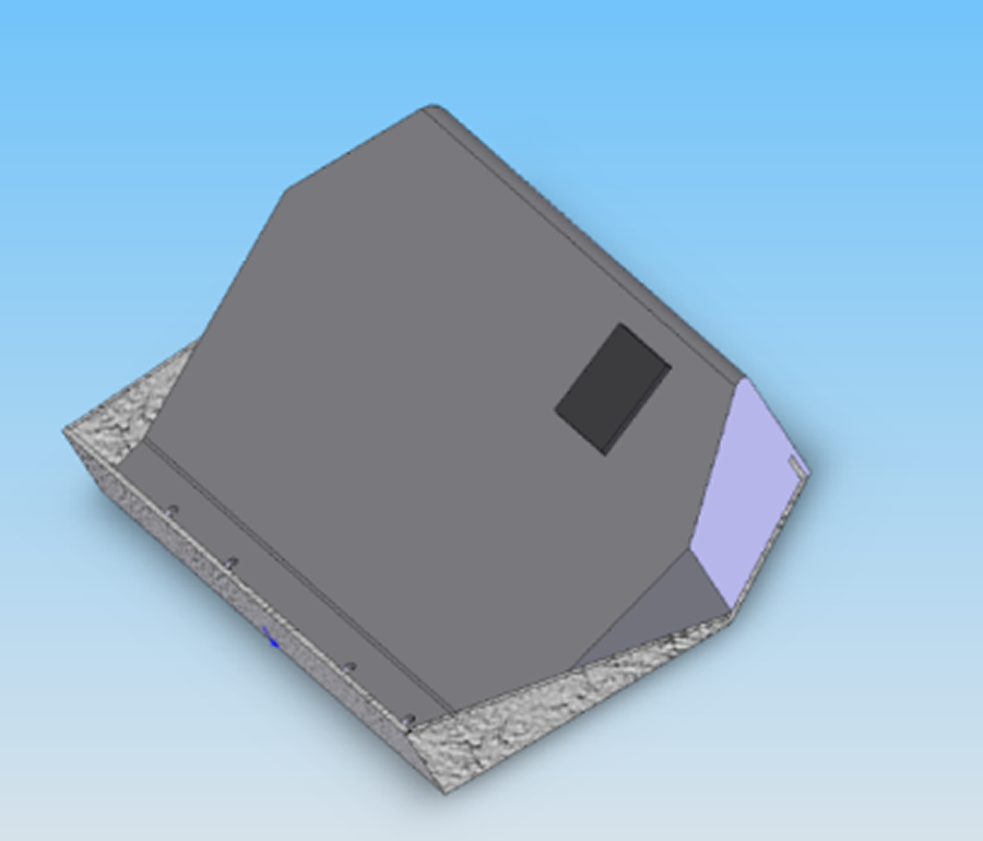 Figure 2 is a solid works mock up of our controller-integrated footplate. It highlights the 18 degree slope included on the footplate so that the consumer may control the wheelchair with his shoes on.